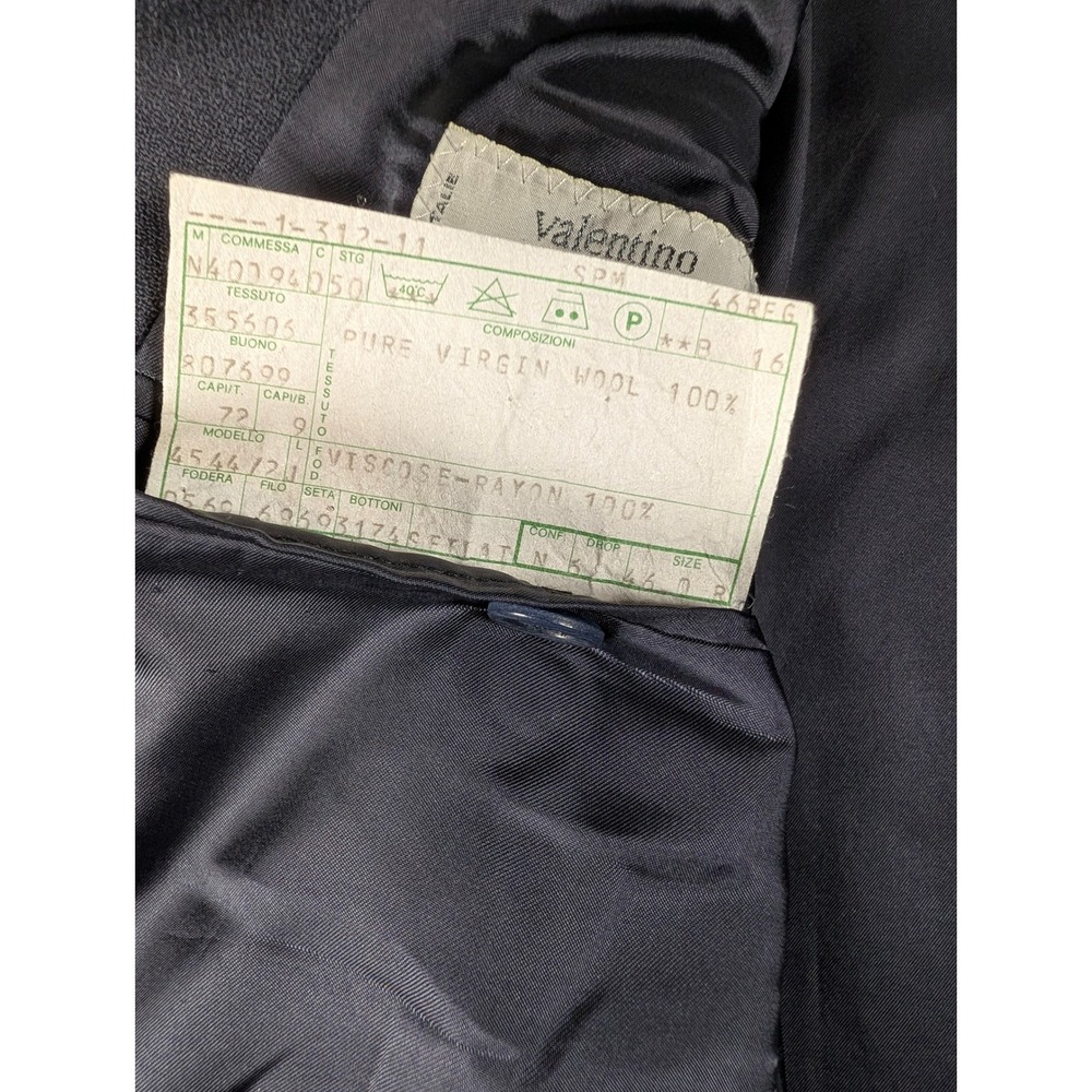 Valentino Uomo Mens Black Pinstripe Virgin Wool Blazer Sport Coat 46R Italy - Picture 5 of 8